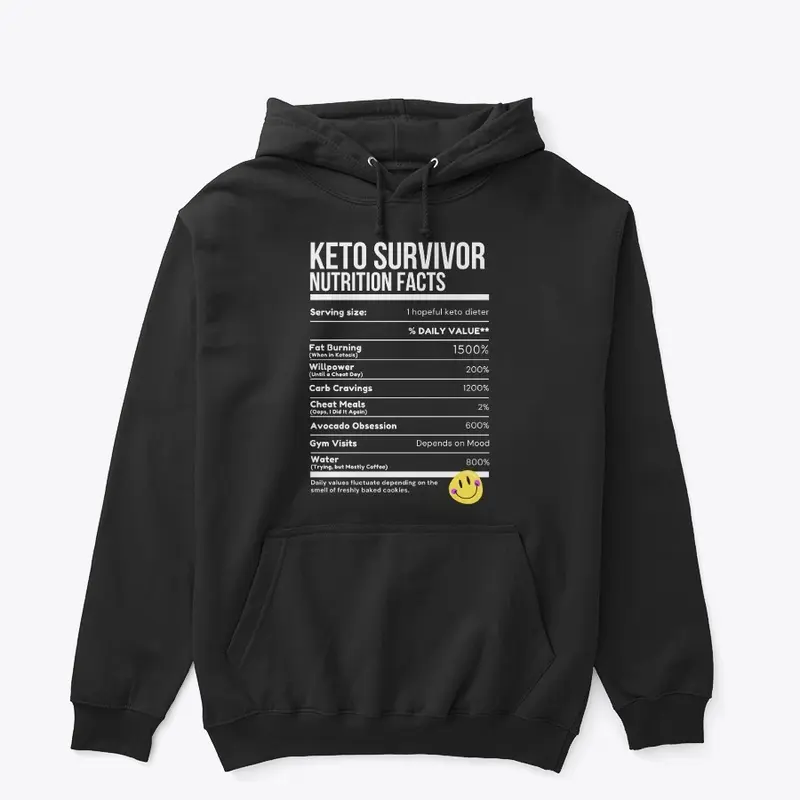 Keto Survivor Funny Nutrition Facts Tee