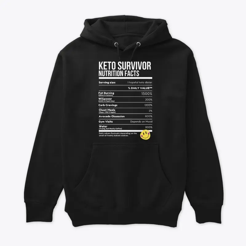 Keto Survivor Funny Nutrition Facts Tee